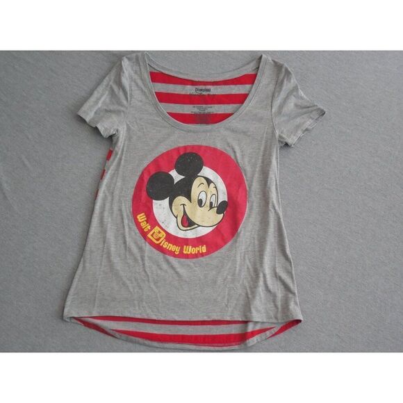Disney Tshirt Women Sz M Disneyland Resort‎ Animation Short Sleeve Striped - Picture 1 of 6